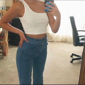 White One Strap Crop Top